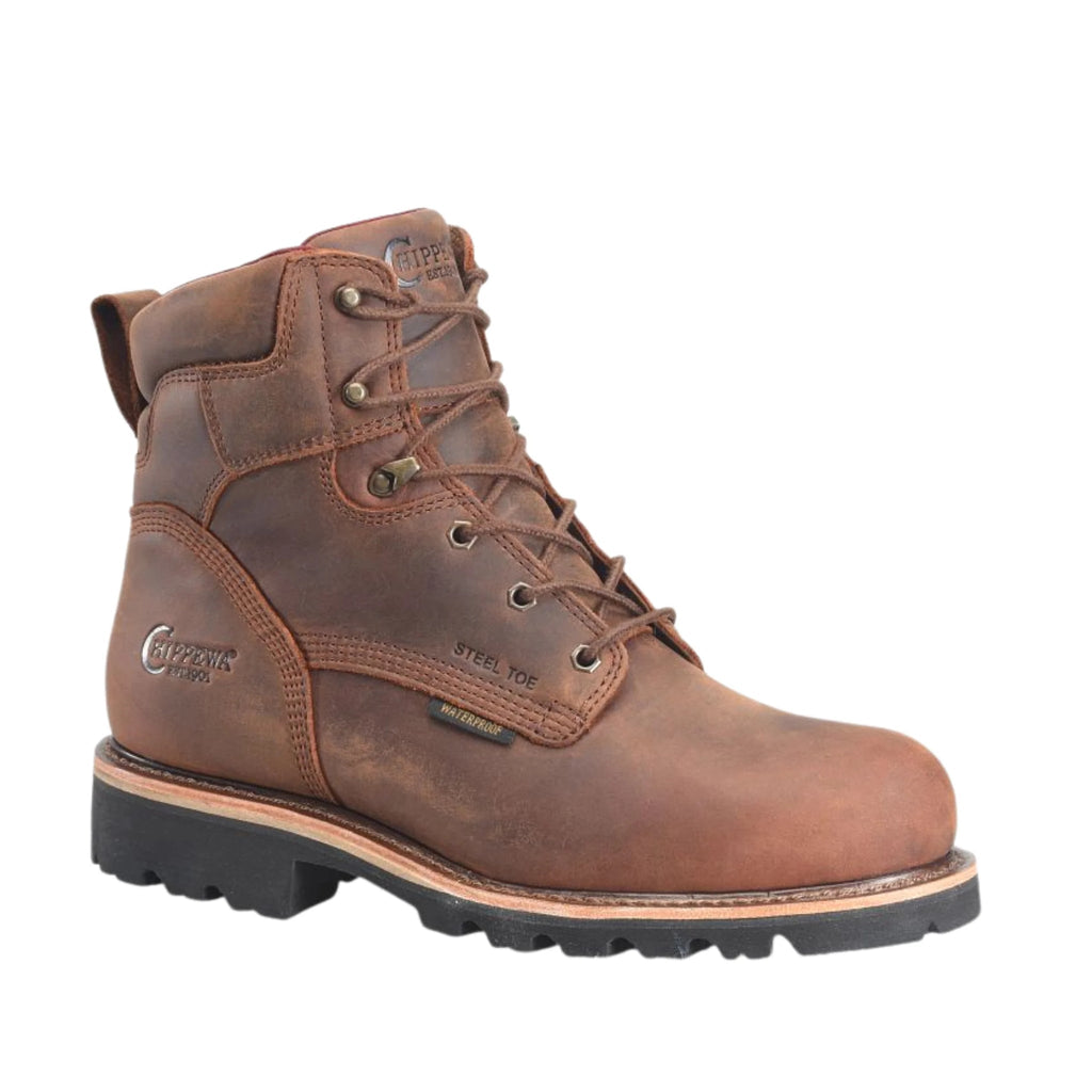 Chippewa Men's Super DNA 6 Inch Waterproof Lace Up Steel Toe Work Boots - Brown - Lenny's Shoe & Apparel