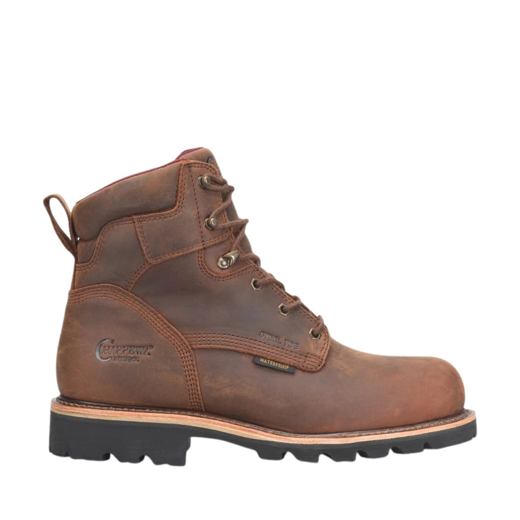 Chippewa Men's Super DNA 6 Inch Waterproof Lace Up Steel Toe Work Boots - Brown - Lenny's Shoe & Apparel