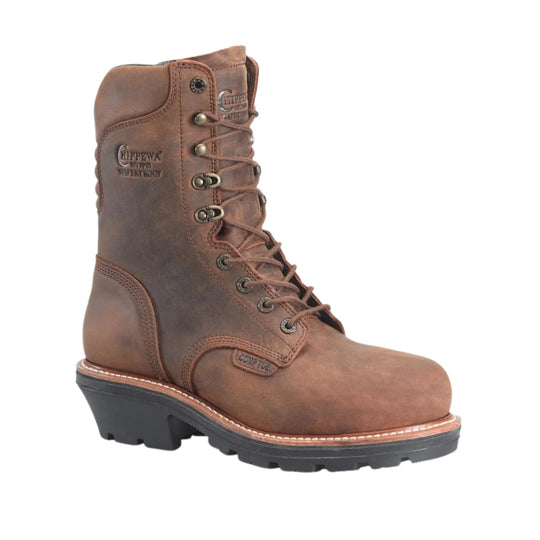 Chippewa Men's Thunderstruck 9 Inch Logger Non Insulated Waterproof Nano Composite Toe Work Boots - Brown - Lenny's Shoe & Apparel