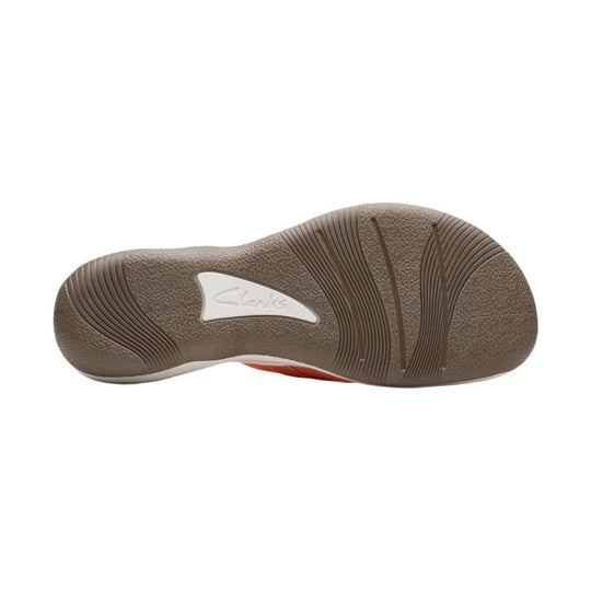 Brown rubber sandal sole with Clarks logo cutout