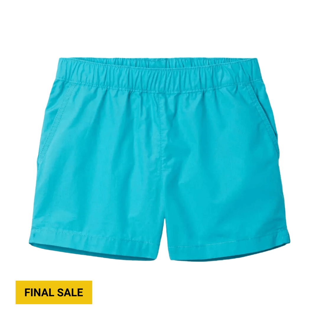 Turquoise athletic shorts with an elastic waistband and "FINAL SALE" label