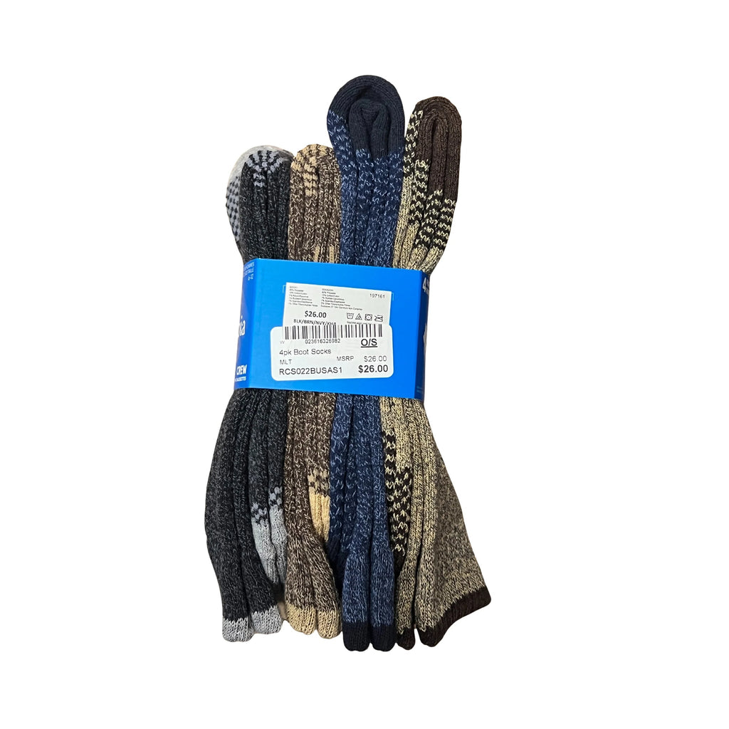 Columbia Men's 4 Pack Crew Socks - Black/Brown/Navy/Khaki - Lenny's Shoe & Apparel