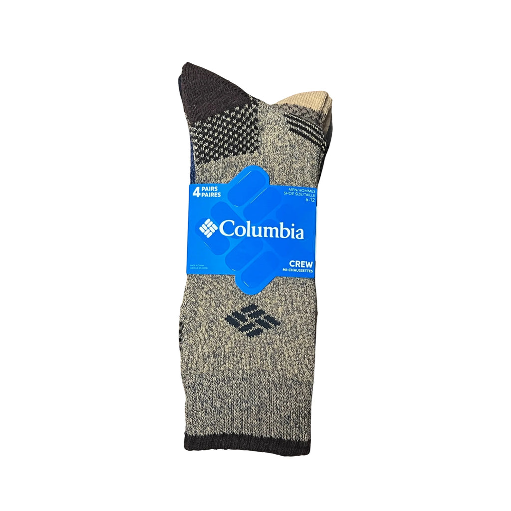 Columbia Men's 4 Pack Crew Socks - Black/Brown/Navy/Khaki - Lenny's Shoe & Apparel