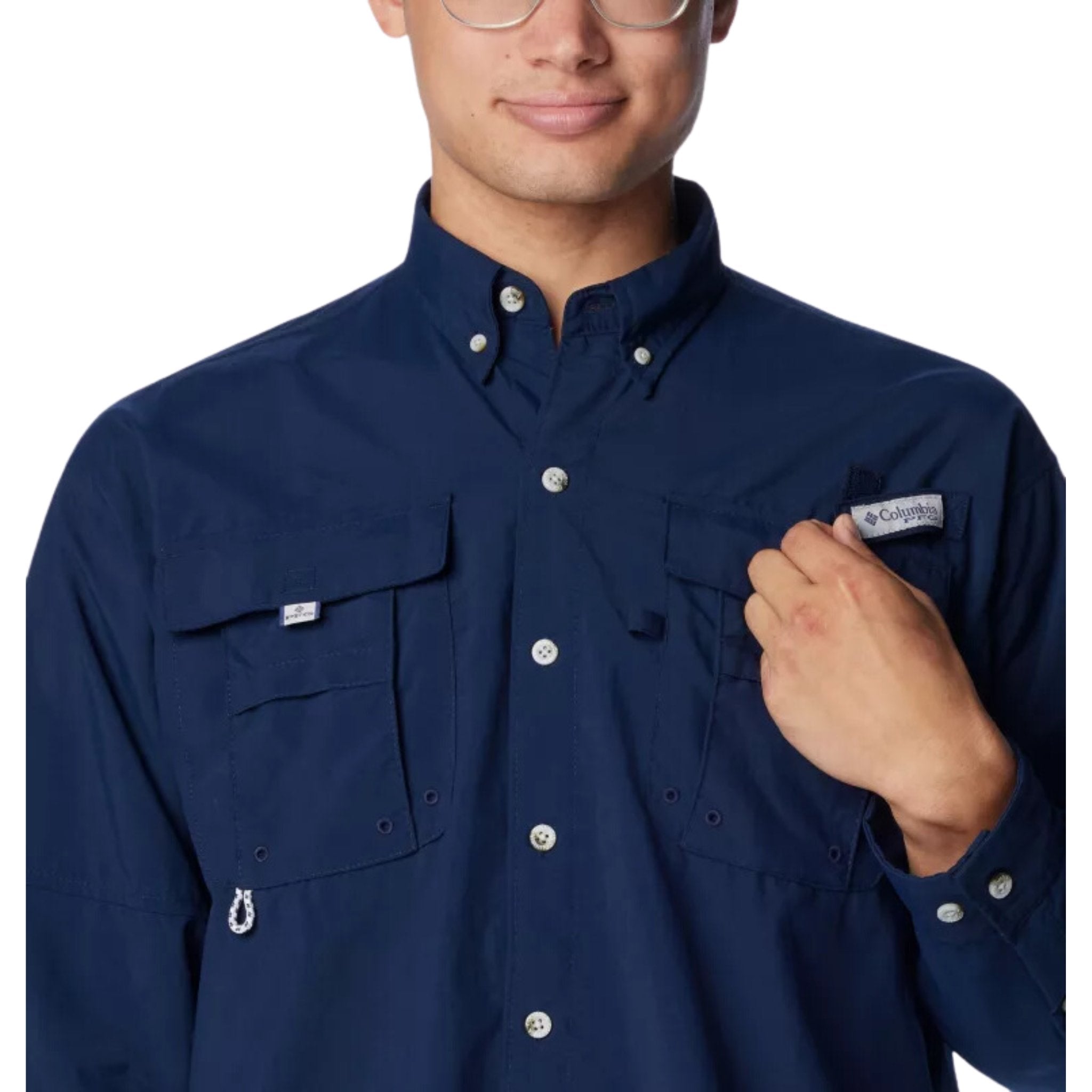 Columbia Men's PFG Bahama II Long Sleeve Fishing Shirt – UPF 30 Sun Protection, Collegiate Navy, 2X Tall