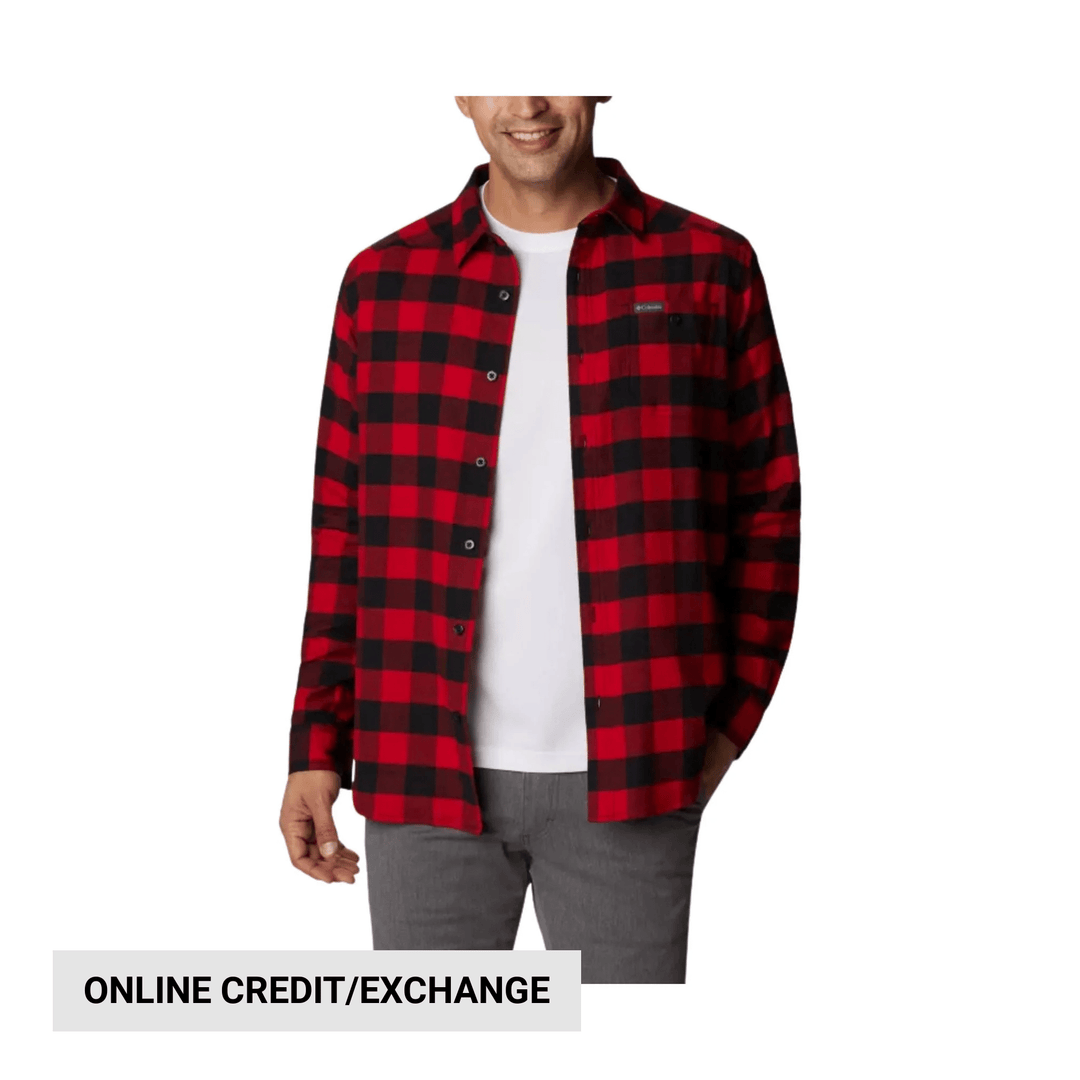 Columbia Men's Cornell Woods Flannel Long Sleeve Shirt - Mountain Red Buffalo Check - Lenny's Shoe & Apparel