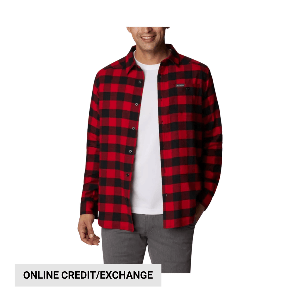 Columbia Men's Cornell Woods Flannel Long Sleeve Shirt - Mountain Red Buffalo Check - Lenny's Shoe & Apparel