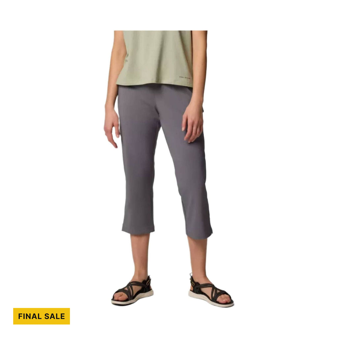 Gray cropped capri pants with a straight leg and visible "FINAL SALE" label