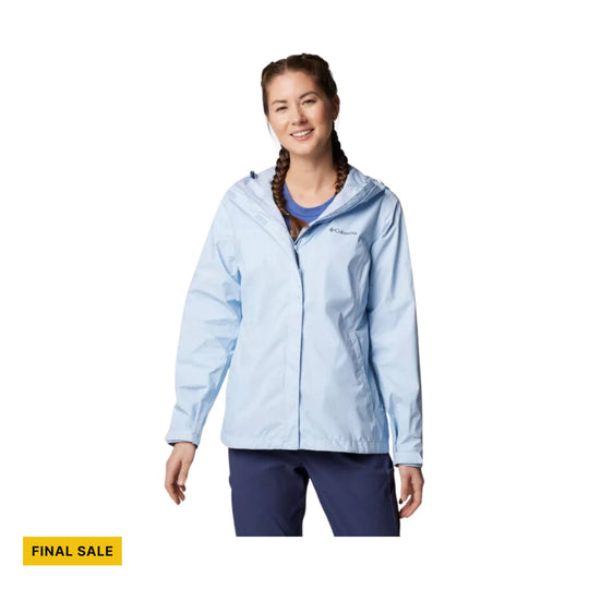 Light blue hooded zip-front jacket worn over a blue top, with FINAL SALE text