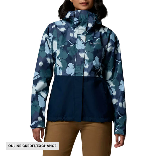 Columbia Women's Hikebound Printed Hooded Rain Jacket - Collegiate Navy Ikatbloom - ONLINE CREDIT/EXCHANGE - Lenny's Shoe & Apparel