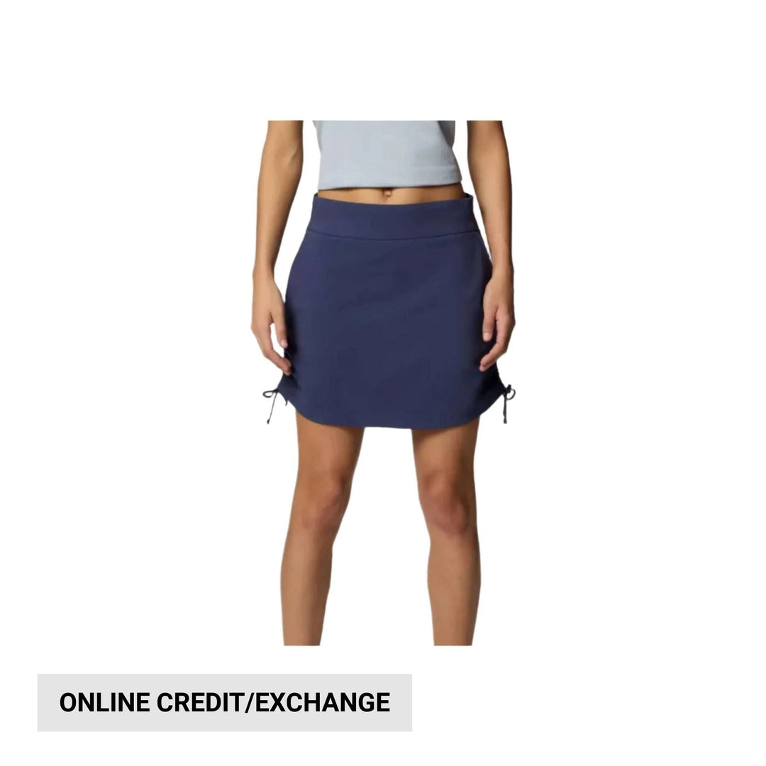 Navy athletic skort on model with side drawcords