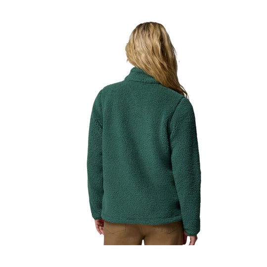 Green fleece jacket shown from the back