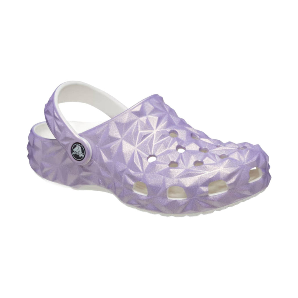 Crocs Kids' Classic Iridescent Geometric Clog - White/Purple - Lenny's Shoe & Apparel