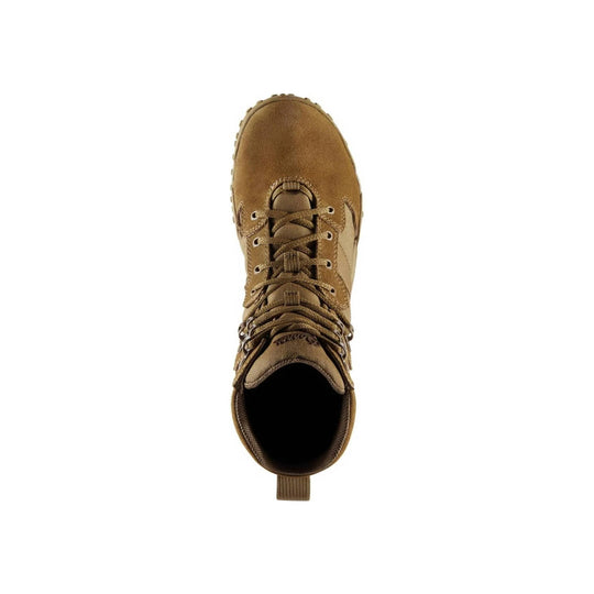 Brown suede military-style lace-up boot shown from above