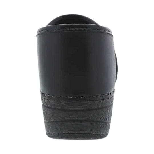 Black clog heel with smooth upper and chunky treaded sole