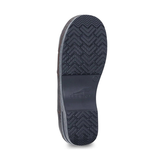 Black boot outsole with zigzag tread and Dansko logo