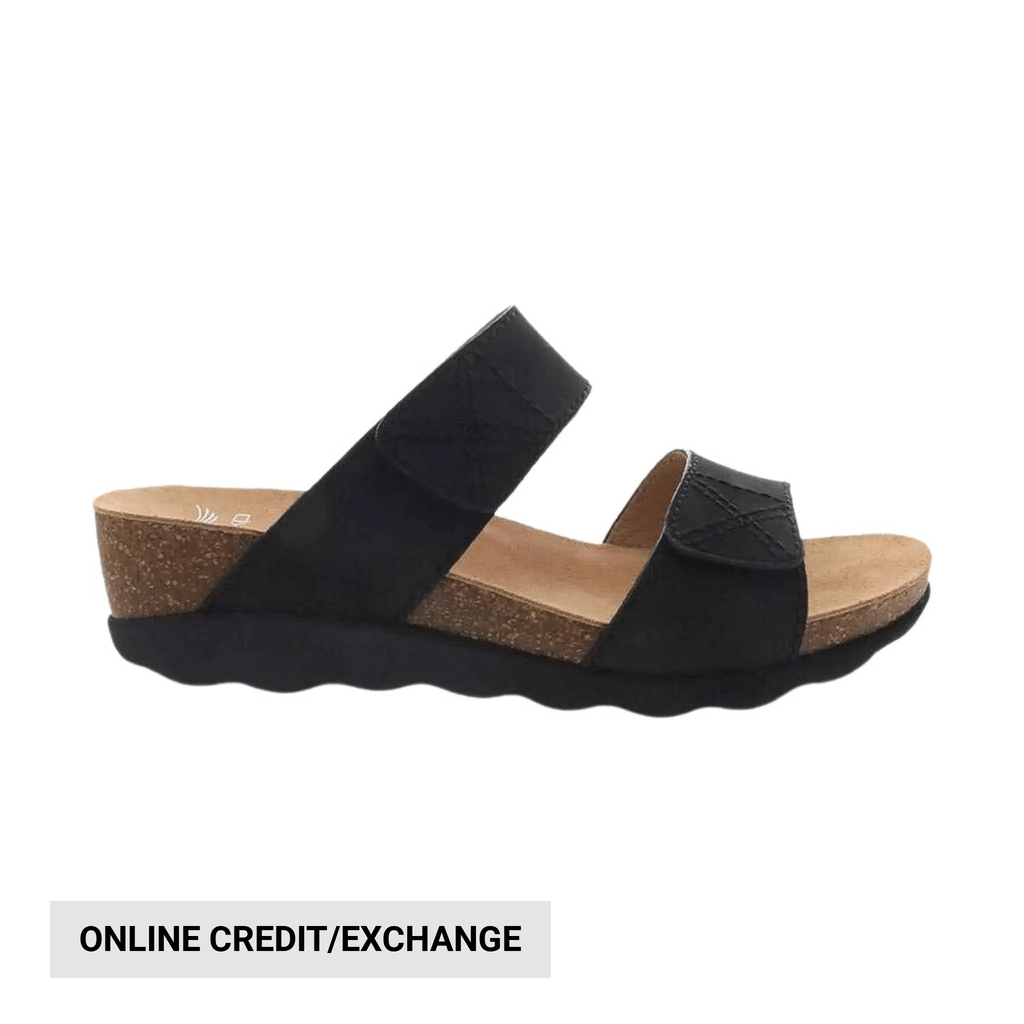 Dansko Women's Maddy Sandal - Black Milled Nubuck - Lenny's Shoe & Apparel