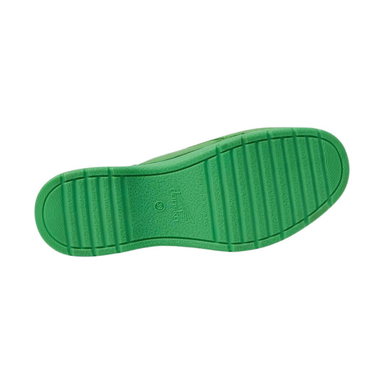 Green sandal sole with ribbed tread and embossed size 39