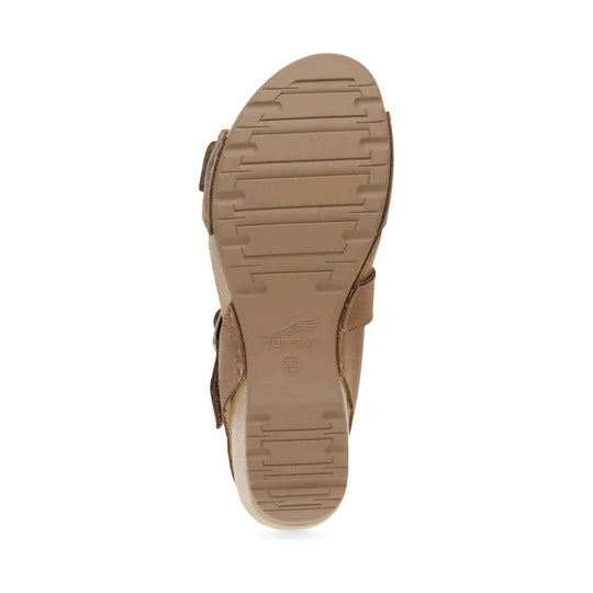 Tan sandal sole with tread pattern and embossed size 38