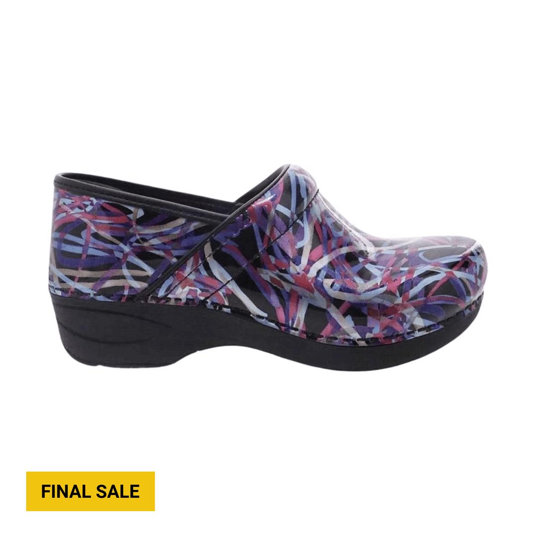 Multicolor patterned clog with black wedge sole