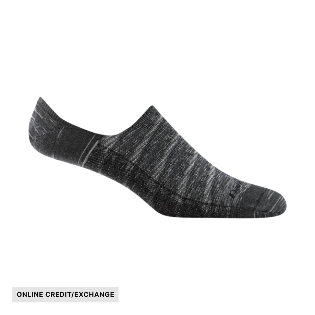 Black and gray no-show sock with marled knit pattern