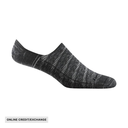 Black and gray no-show sock with marled knit pattern