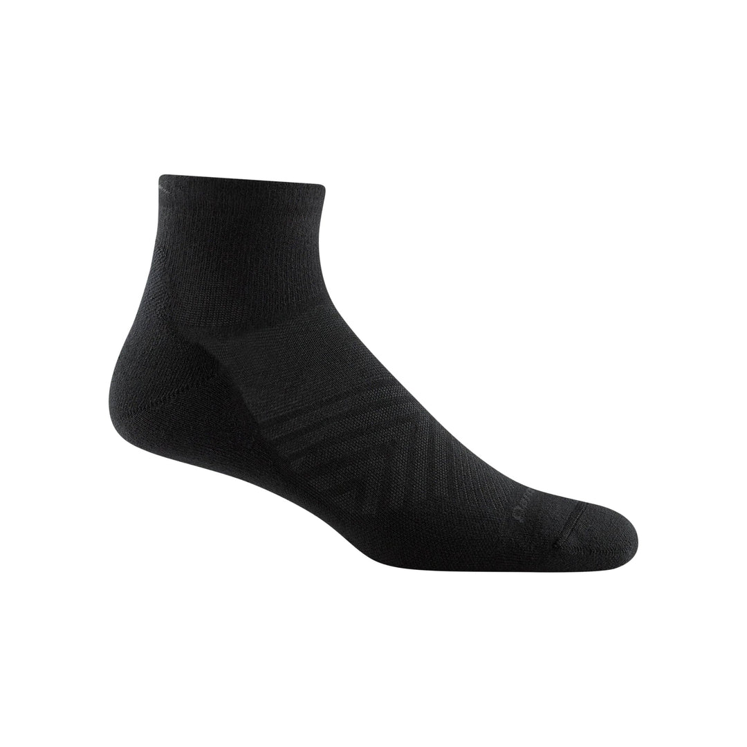 Black ankle running sock shown in side view