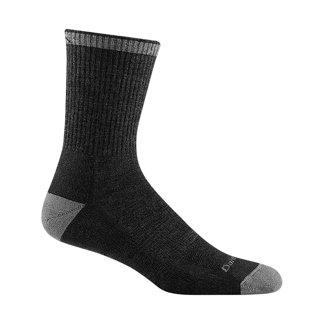 Black ribbed crew sock with gray heel, toe, and cuff accents
