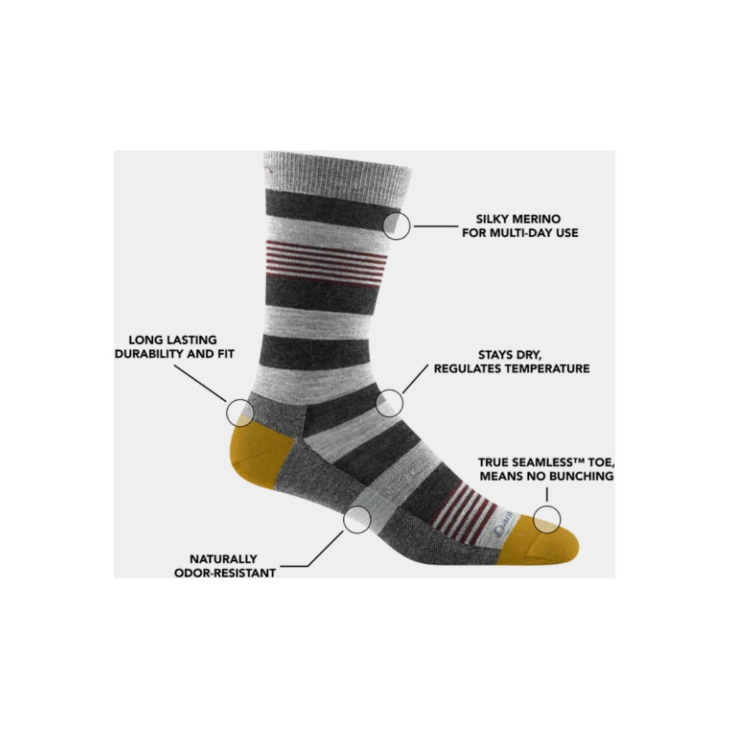 Darn Tough Vermont Men's Oxford Crew Lightweight Lifestyle Sock - Gray - Lenny's Shoe & Apparel