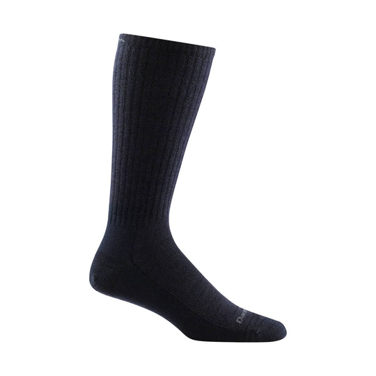 Dark navy knee-high sock on a white background