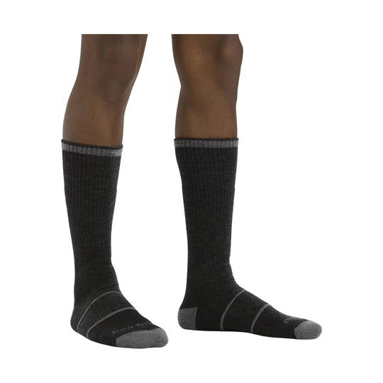 Black knee-high boot socks with gray heel and toe panels