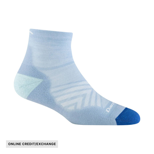 Light blue ankle running sock with a darker blue toe and heel, shown in profile