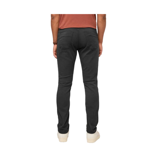 Dark gray relaxed tapered pants shown from the back with five pockets and a slim leg opening