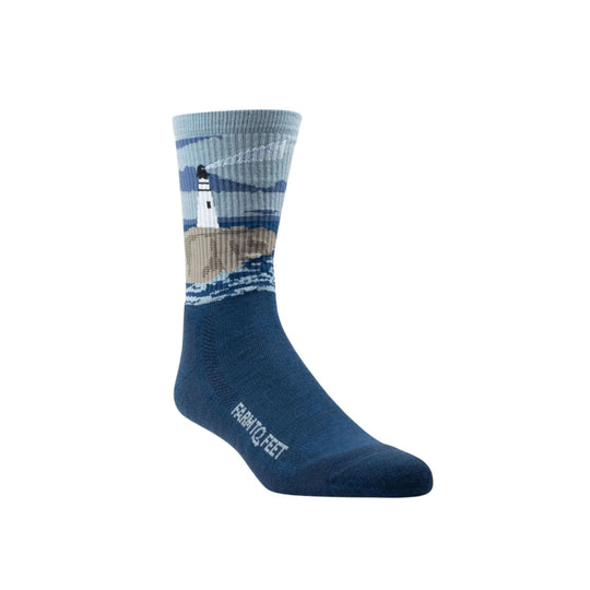 Farm To Feet Men's Cape Light Cushion Three Quarter Crew Socks - Denim Blue - Lenny's Shoe & Apparel