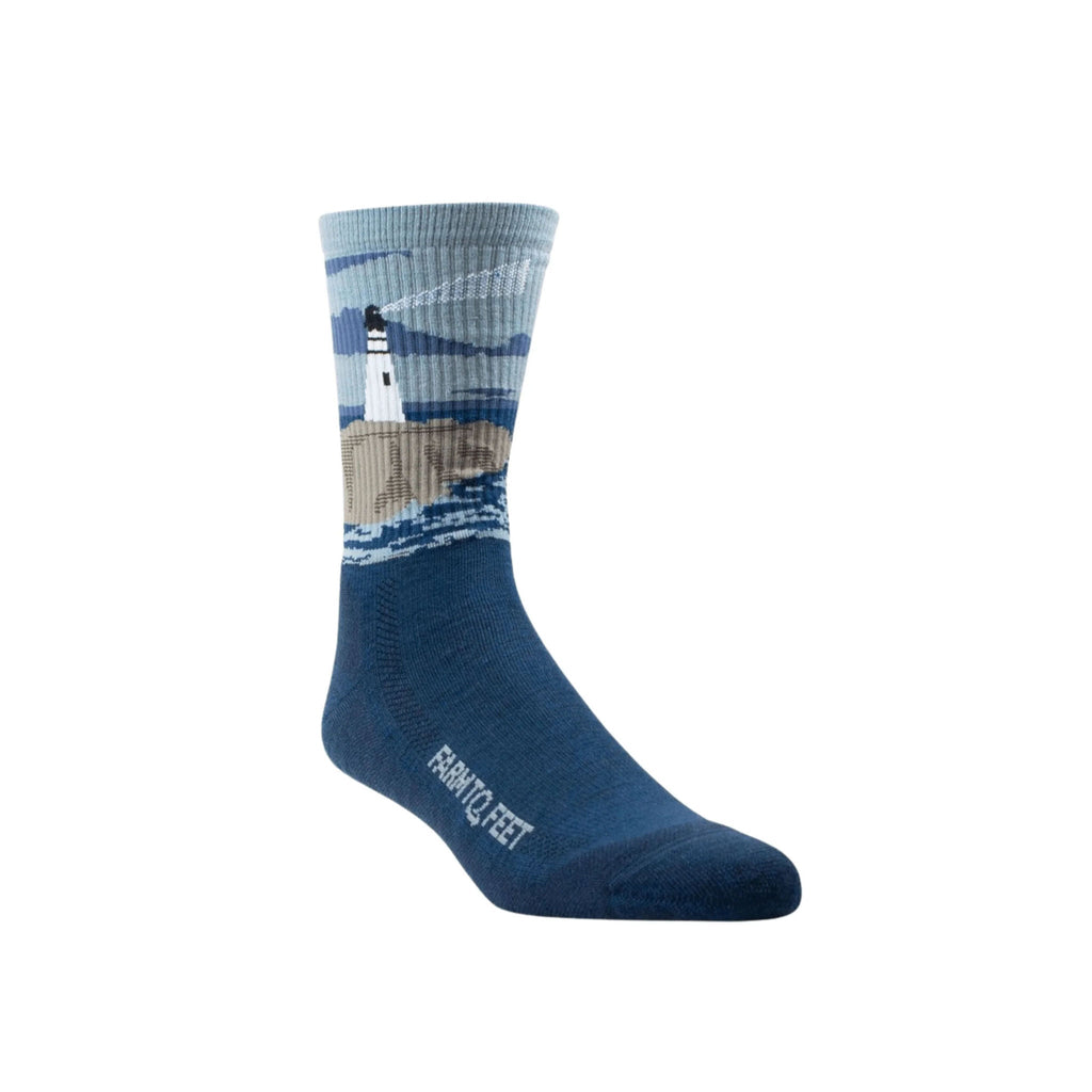 Farm To Feet Men's Cape Light Cushion Three Quarter Crew Socks - Denim Blue - Lenny's Shoe & Apparel