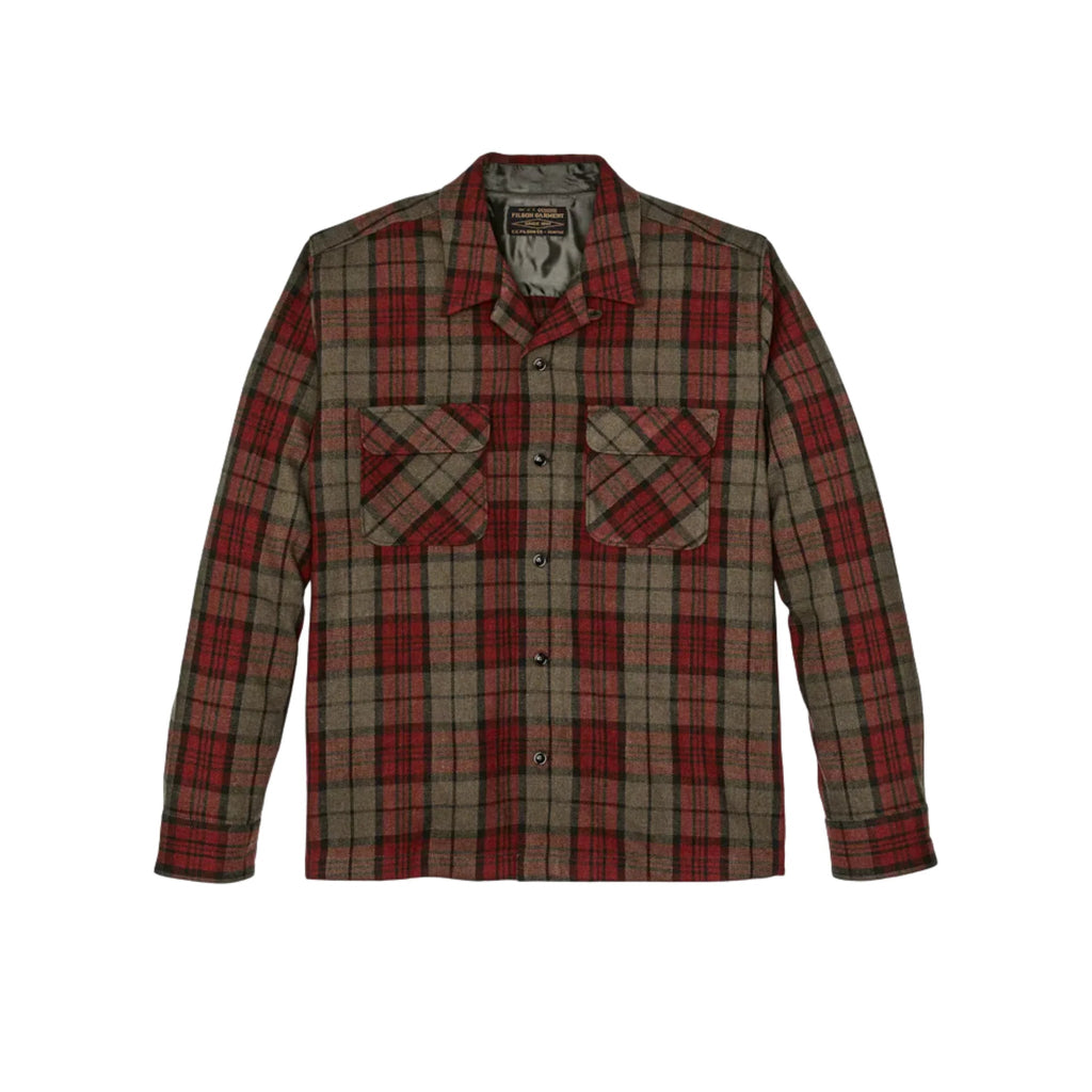 Filson Men's Buckner Wool Camp Shirt - Olive/Red Multi Plaid - Lenny's Shoe & Apparel