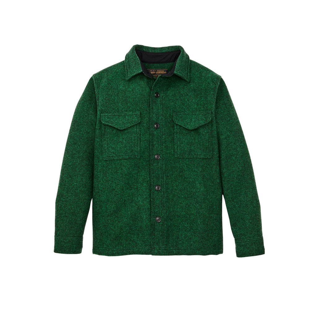 Filson Men's Macinaw Wool Jac - Shirt - Kelly Green/Black Twill - Lenny's Shoe & Apparel