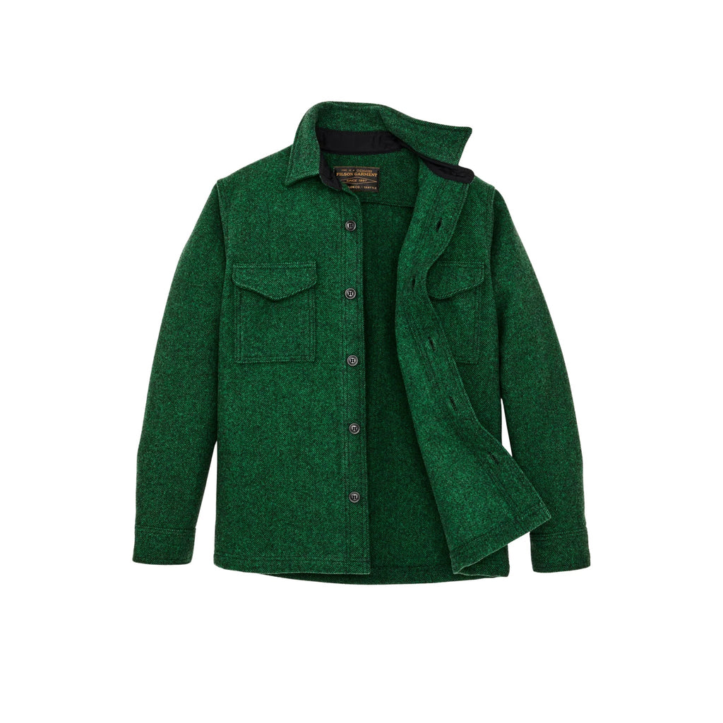 Filson Men's Macinaw Wool Jac - Shirt - Kelly Green/Black Twill - Lenny's Shoe & Apparel