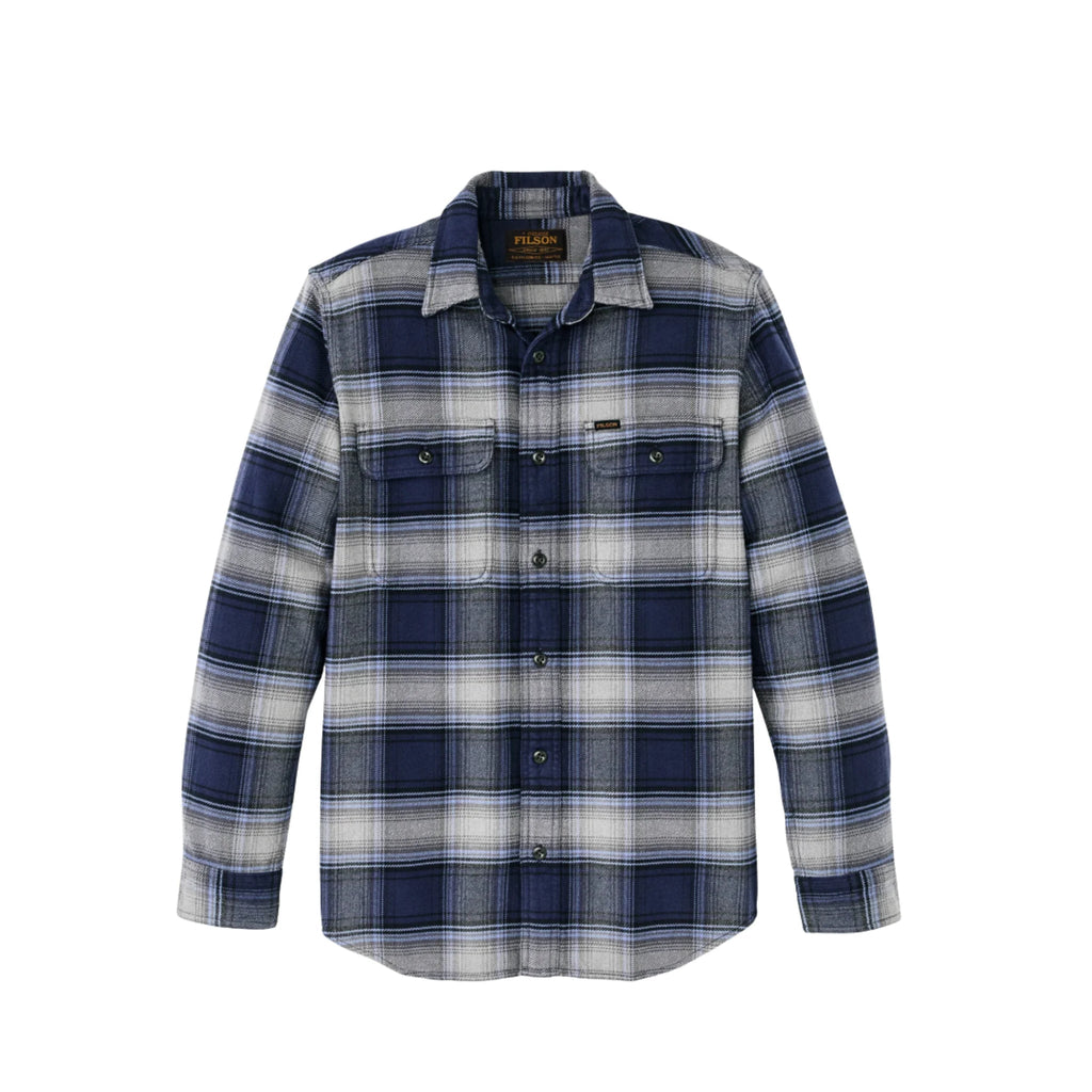 Filson Men's Vintage Flannel Work Shirt - Light Blue/ Navy Plaid - Lenny's Shoe & Apparel