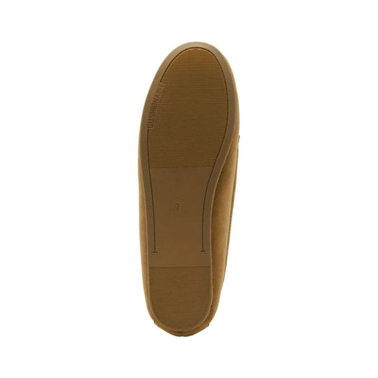 Tan slipper sole with ribbed tread and CUSHIONAIRE branding