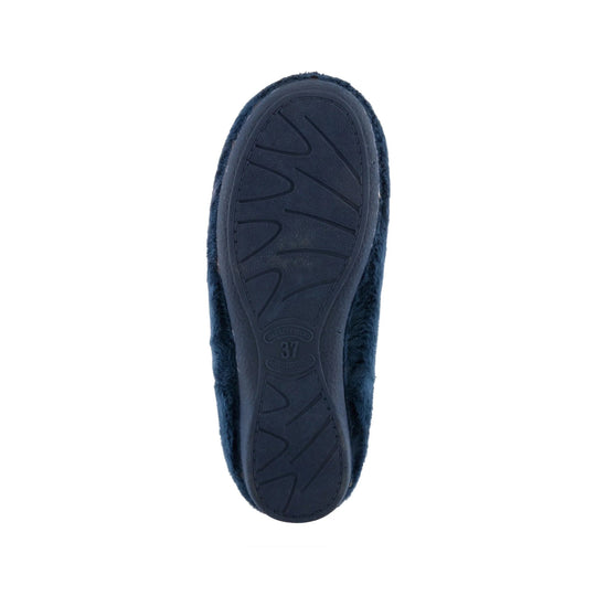 Navy slipper sole with textured tread and size 37 marking