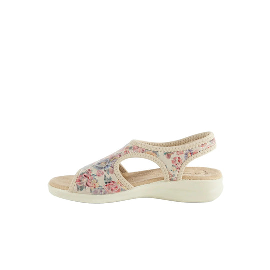 Flexus Women's Nyaman Floral Sandal - Beige Multi - Lenny's Shoe & Apparel