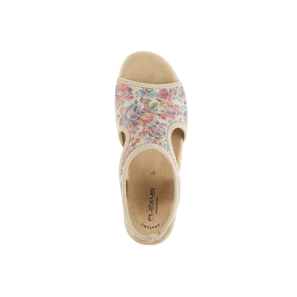 Flexus Women's Nyaman Floral Sandal - Beige Multi - Lenny's Shoe & Apparel