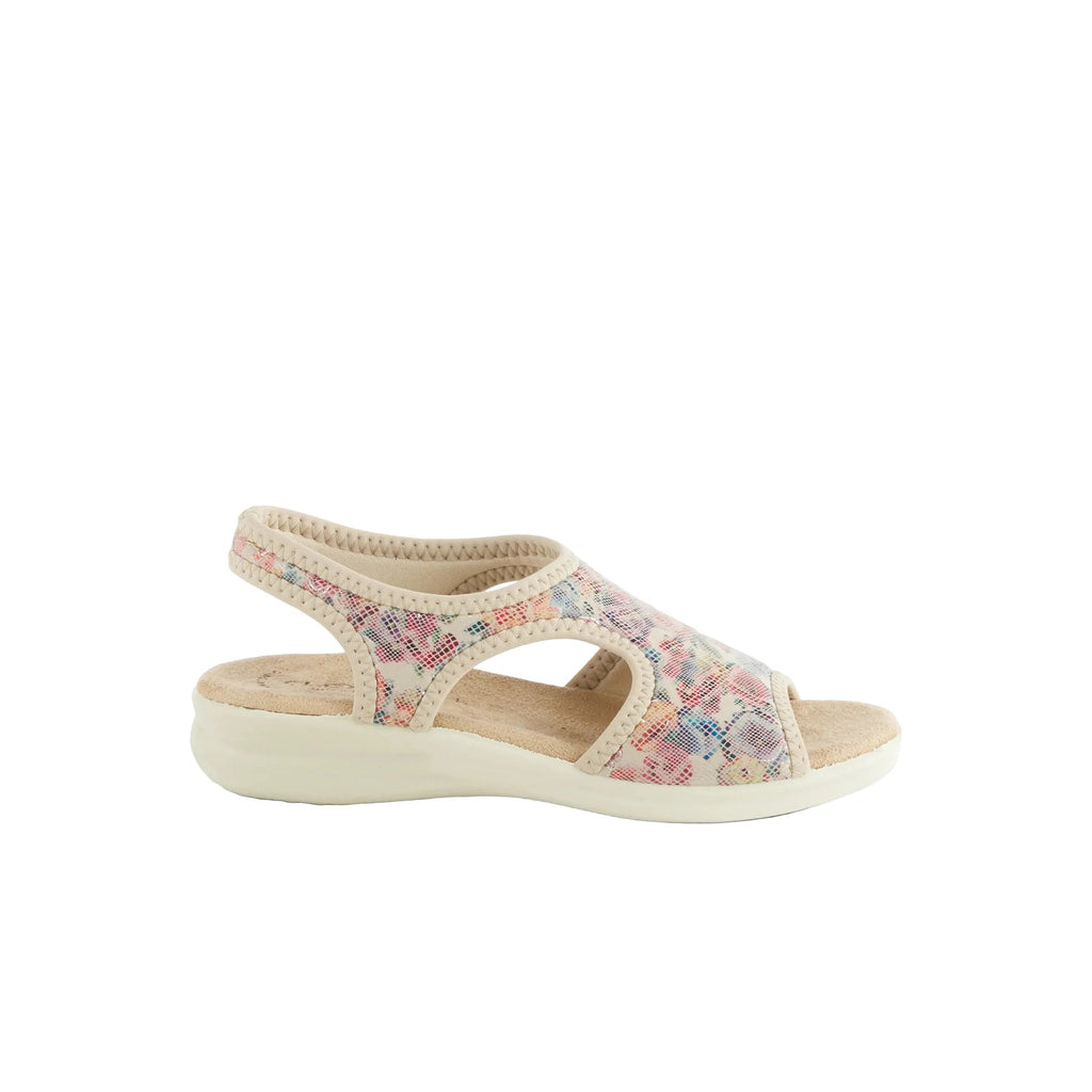 Flexus Women's Nyaman Floral Sandal - Beige Multi - Lenny's Shoe & Apparel