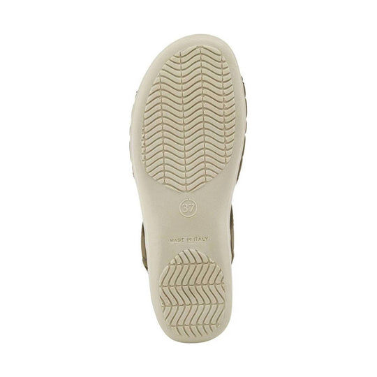 Beige sandal outsole with wave tread, size 37 marking, and Made in Italy stamp