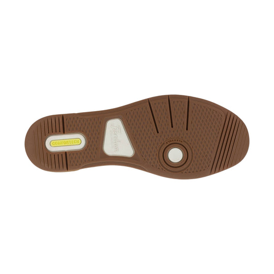 Brown work shoe outsole with COMFORTECH and Floorsheim markings