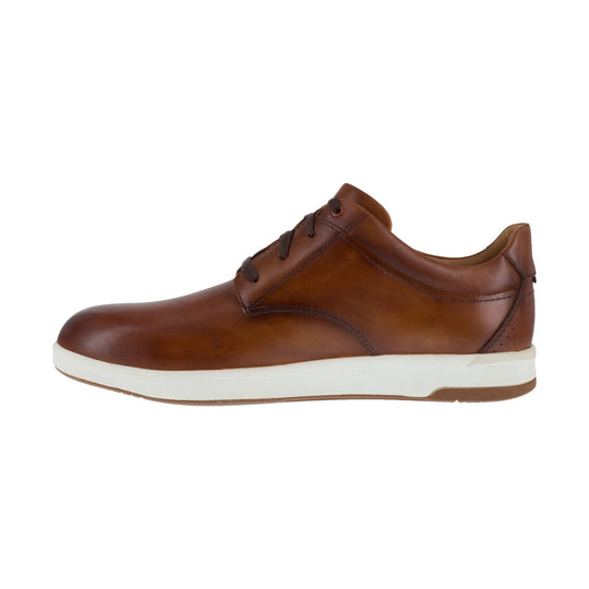 Brown leather lace-up casual shoe with white sole