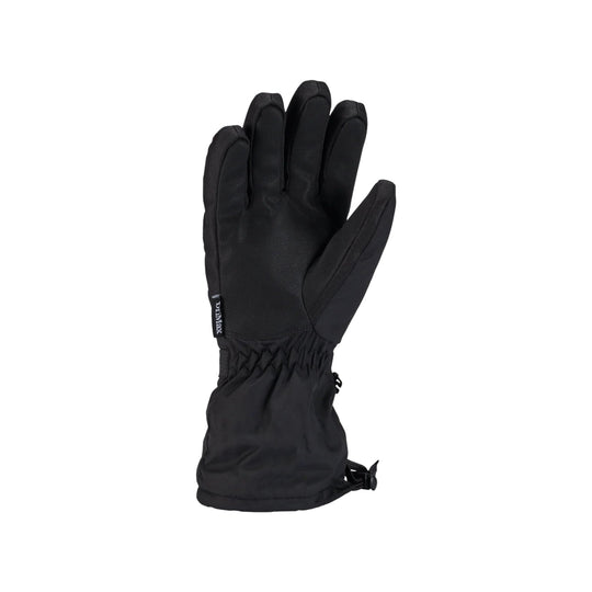 Black insulated gauntlet glove with a long cuff and visible Drimax label