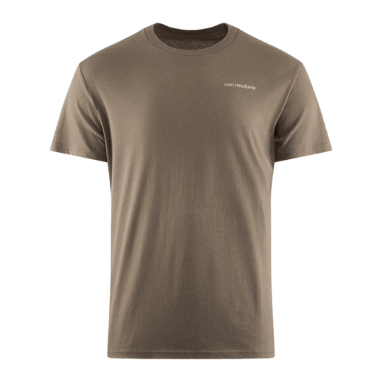 Brown short-sleeve crewneck T-shirt with small chest logo