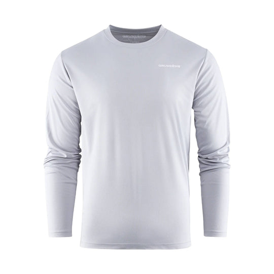 Grundens Men's Striped Bass Long Sleeve Tech Tee - Steel Grey - Lenny's Shoe & Apparel