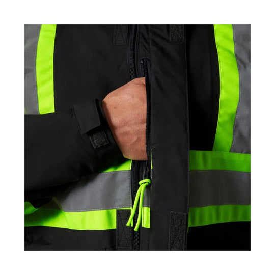 Helly Hansen Men's Alta Hi Vis Waterproof Shell CSA Jacket - Ebony - Lenny's Shoe & Apparel